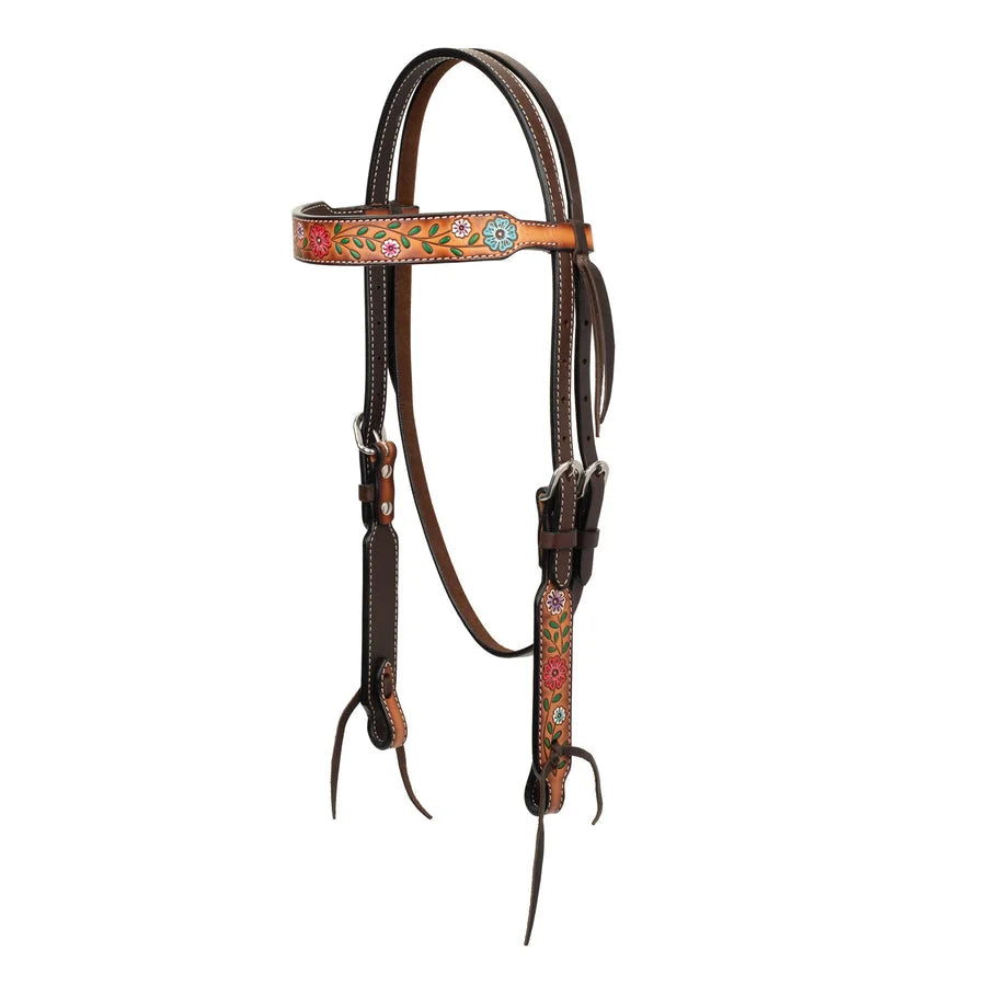 Weaver Leather Turquoise Cross Sliding Ear Headstall - Premium Western Leather