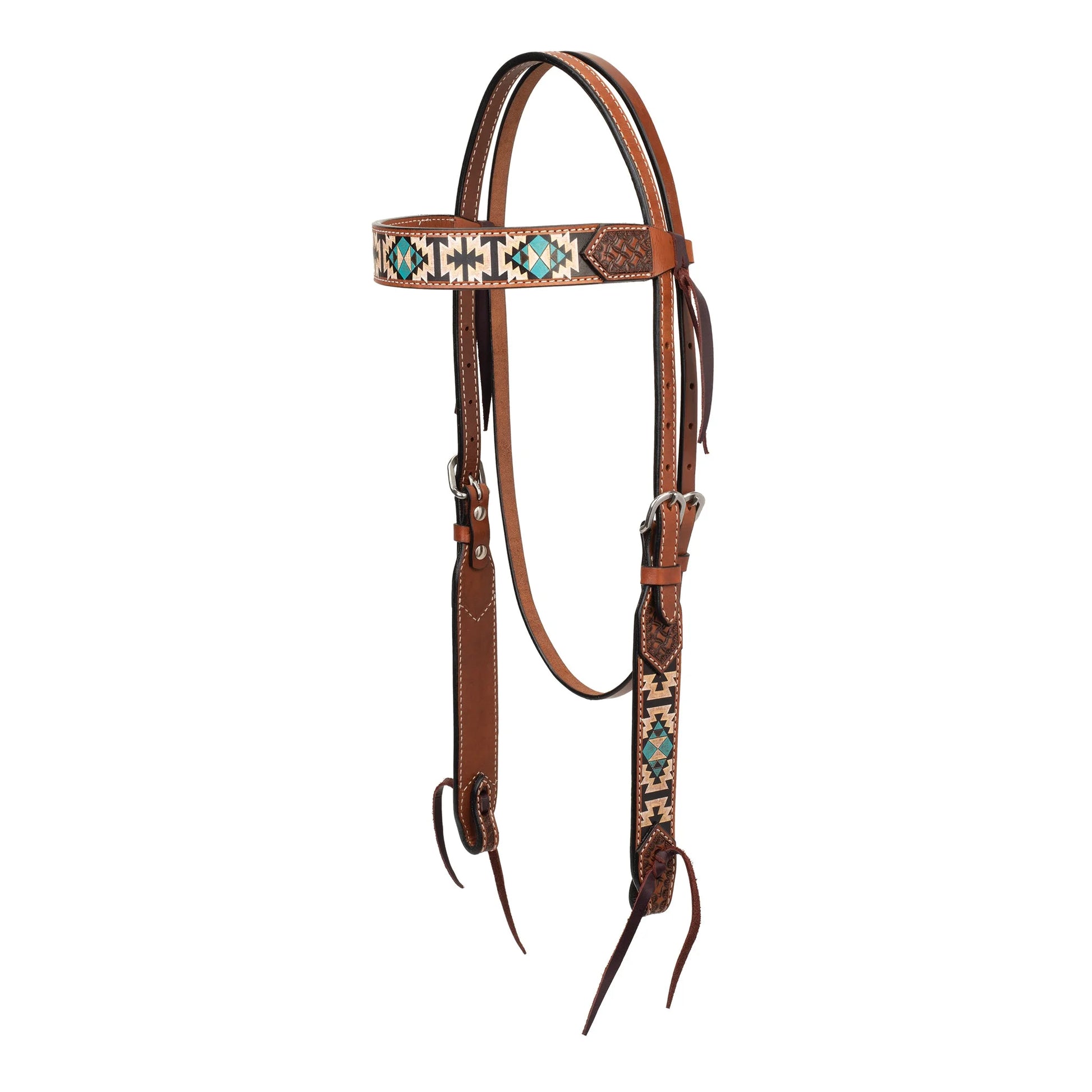 Weaver Leather Turquoise Cross Sliding Ear Headstall - Premium Western Leather