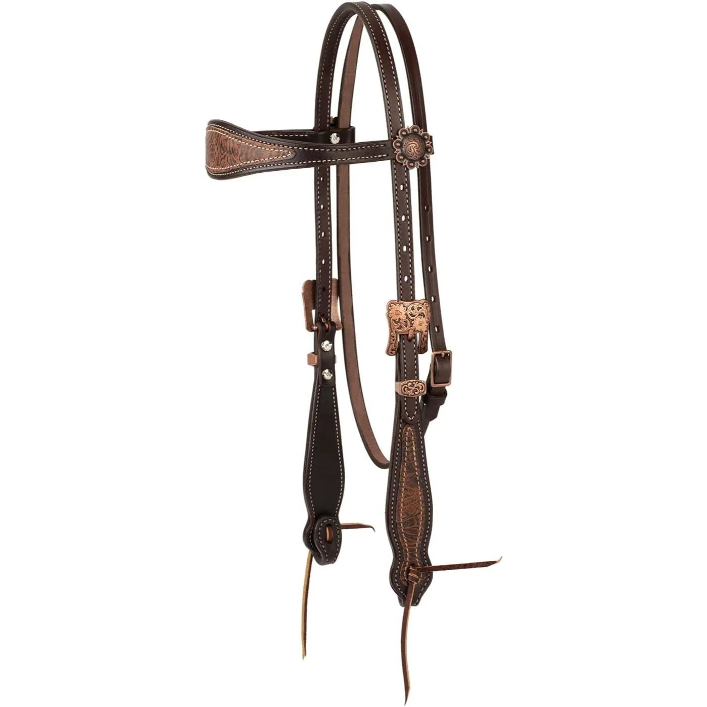 Weaver Leather Western Browband Headstall - Heavyweight Harness Leather for Ranch and Trail