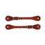 Weaver Leather Women's Burgundy Latigo Spur Straps featuring rich, dark red leather and classic stainless steel buckles. These durable equestrian accessories include teardrop-shaped ends with pre-punched holes for a custom fit on western riding boots. Perfect for the functional and fashion-forward rider looking for high-quality, long-lasting horse tack.