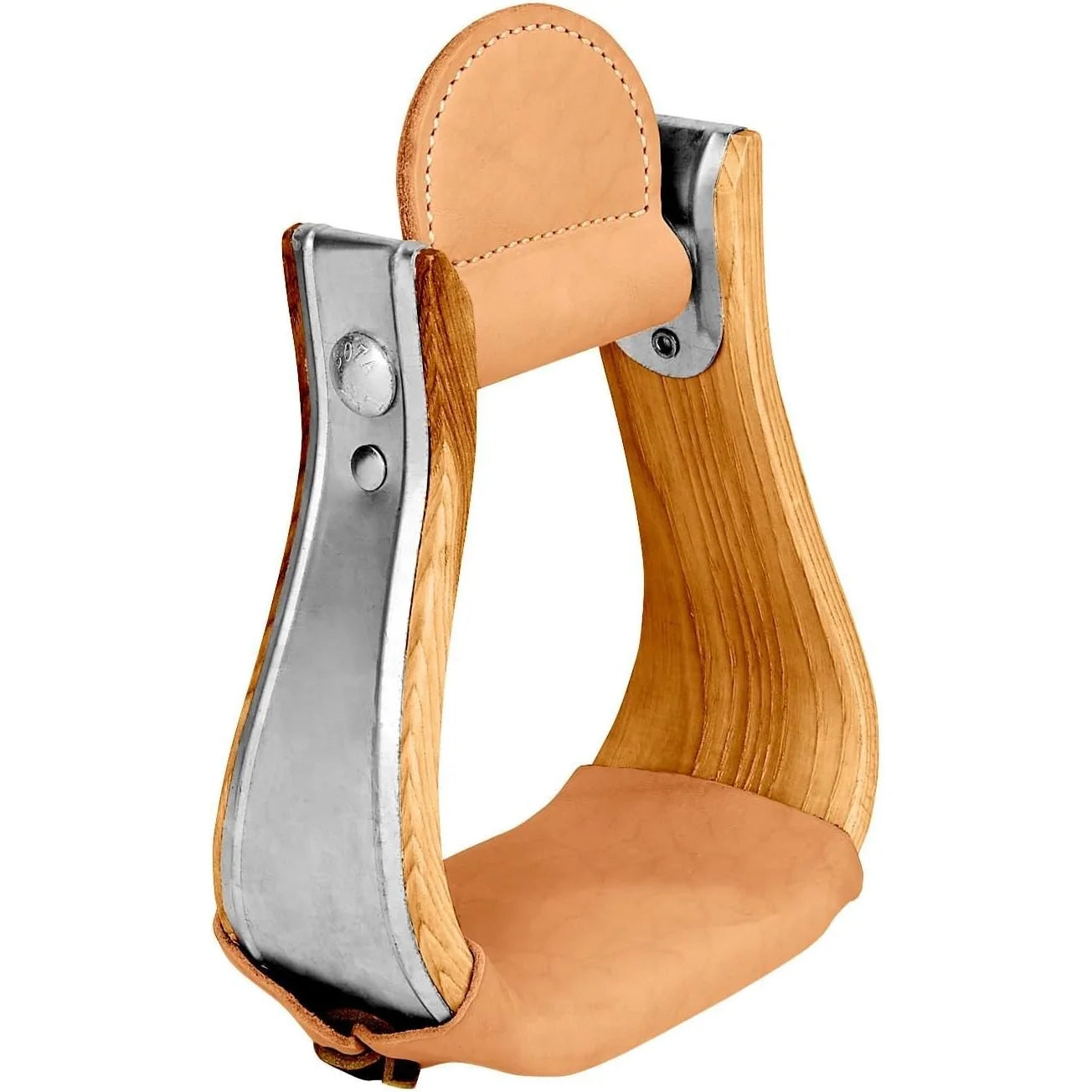 Weaver Leather Wood Bell Stirrups with Leather Tread - 3 Inch Width Western Riding Stirrups