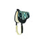 Weaver Leather Wool Blanket Top Bareback Pad in a vibrant Gray and Turquoise southwestern pattern. This stylish equestrian gear features a comfortable fleece lining, durable black wear leathers, and a matching adjustable fleece-covered girth. Ideal for western riders seeking a close-contact connection with their horse while providing cushioning and support. High-quality horse tack for trail riding or everyday use.