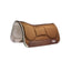 Weaver Leather Wool Blend Felt Shim Pad in brown, featuring integrated foam shims to customize saddle fit and provide pressure relief. This premium western saddle pad includes durable leather wear leathers, a contoured spine for horse comfort, and a moisture-wicking natural felt underside. Ideal for corrective saddle fitting, trail riding, and performance horse care.