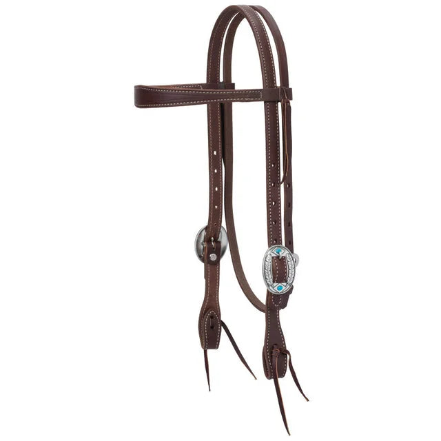 Weaver Leather Work Tack Feather Slim Browband Headstall - Durable Western Leather
