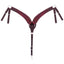 Weaver Leather Working Tack Breast Collar crafted from rich burgundy-toned leather with classic white contrast stitching. This durable Y-shaped western horse collar includes adjustable side tugs and a center strap with stainless steel buckles and a swivel snap. Designed for heavy-duty ranch work and trail riding, it offers a secure fit and professional look for any western horse equipment collection.