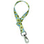 Weaver Nylon Bucket Strap featuring a cheerful yellow sunflower pattern on a blue and white gingham background. This durable, heavy-duty strap includes a secure silver metal snap hook, perfect for hanging feed or water buckets in horse stalls, barns, and trailers. A must-have, stylish equestrian accessory for pet owners and livestock management, combining functionality with a touch of country charm.