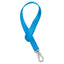 Bright blue Weaver Nylon Bucket Strap designed for easy barn organization. Keep your horse stall tidy with this heavy-duty bucket hanger featuring a secure silver swivel snap and reinforced stitching. A must-have horse trailer accessory for travel or everyday stable use. Durable and stylish equestrian gear for securing water and feed buckets.