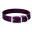 Weaver Pet Heritage Collar crafted from premium burgundy leather. This durable dog collar features a classic design with a polished silver-toned metal buckle and a sturdy D-ring for leash attachment. Its rich, deep reddish-purple leather and high-quality construction provide a stylish and long-lasting accessory for dogs of all sizes. Perfect for pet owners seeking a blend of traditional style and rugged durability.