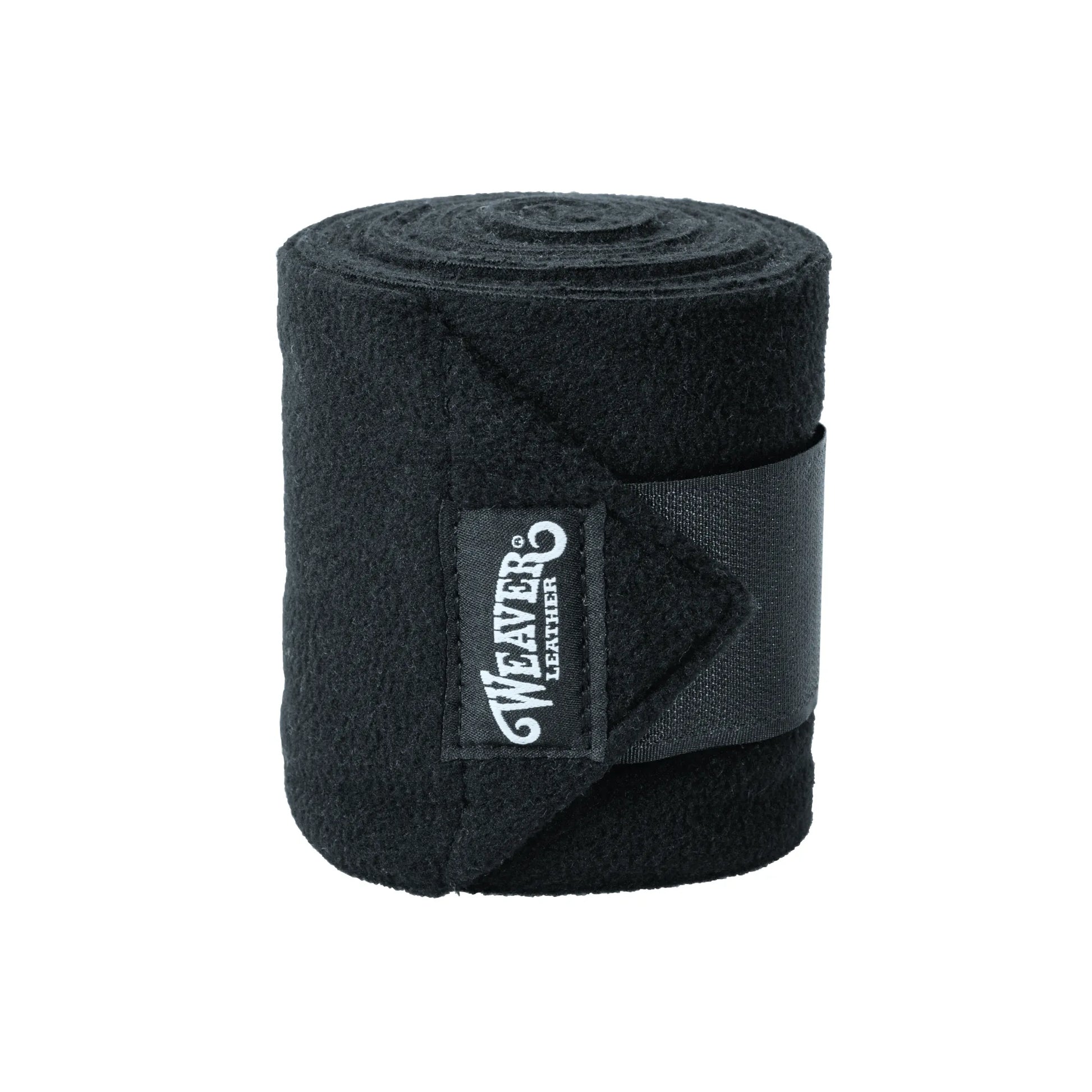 Weaver Leather black polo wraps for premium horse leg support and protection. These soft, high-quality fleece leg bandages feature a secure hook and loop closure for a custom fit during exercise or transport. A must-have equestrian accessory for dressage, polo, or daily training, these durable leg wraps combine style and functionality for your horse's safety.