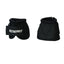 Synergy by Weaver Small Black Bell Boots with extended closure for horse hoof protection. These equestrian overreach boots feature a durable, textured outer material and a padded neoprene collar for comfort. The secure hook-and-loop strap ensures a snug fit, making them ideal for training, turnout, or competition. High-quality black horse boots designed for impact resistance and overreach prevention.