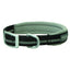 Weaver Terrain D.O.G. Reflective Dog Collar in black with a soft gray padded lining for ultimate comfort. Features a high-visibility reflective stripe for night safety, durable nylon webbing, and heavy-duty matte silver hardware including a secure buckle and engraved D-ring. An adventure-ready, heavy-duty collar perfect for active dogs and outdoor enthusiasts looking for safety and style.