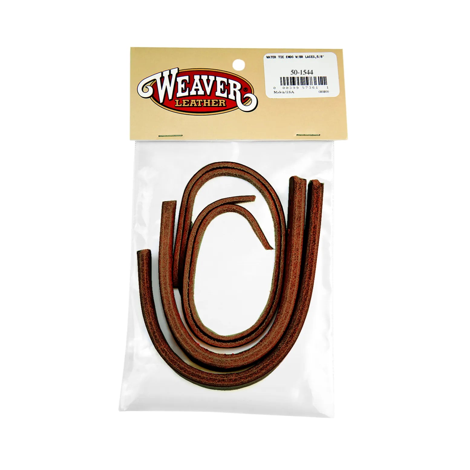 Weaver Leather 5/8" Water Tie Ends featuring durable burgundy latigo leather laces. These heavy-duty replacement ties provide a secure and stylish way to fasten horse reins or trailer ties. Ideal for equestrian tack rooms and horse trailers, this set offers long-lasting performance and quality Weaver Leather craftsmanship for safe horse handling.