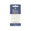 Packaged white thread with needle on a blue Shires label
