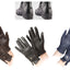 Collection of helmets and gloves in various colors on a white background