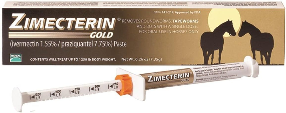 Merial Zimecterin Gold Dewormer Wormer Paste for Horses, 7.35gm - Hooves and Paws