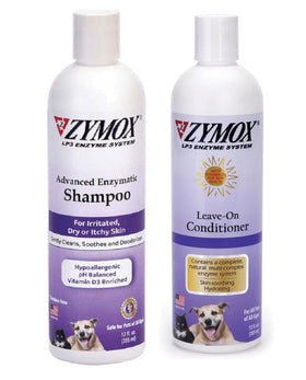 Zymox Enzymatic Itch Relief Shampoo & Conditioner Bundle for Dogs & Cats - Anti-Fungal & Anti-Bacterial - 12oz Each