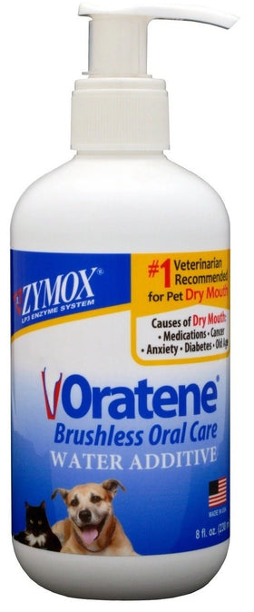 Zymox Oratene Brushless Oral Care Drinking Water Additive for Dogs & Cats, Plaque & Breath - 8 oz