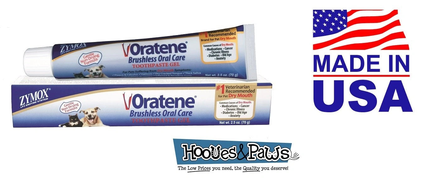 Zymox Oratene Brushless Oral Gel Toothpaste Formula Pet Dog 2.5 oz Tube - Hooves and Paws