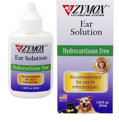 Zymox Otic Dog Pet Ear Treatment Hydrocortisone Free 1.25 oz - Hooves and Paws