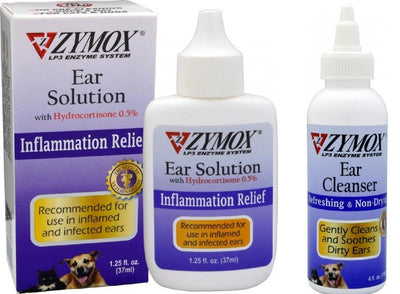 Zymox Solution for Ear Infections 1.25 oz and 4oz Cleaner Combo Pack - Hooves and Paws