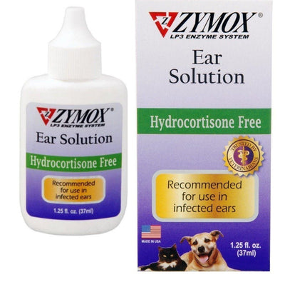 Zymox Otic Dog Pet Ear Treatment Hydrocortisone Free 1.25 oz - Hooves and Paws