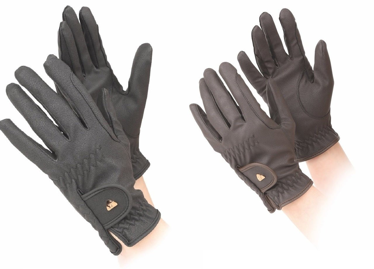 Shires Aubrion PU Riding Work Horse Riding Non - Slip Synthetic Leather Gloves - Hooves and Paws