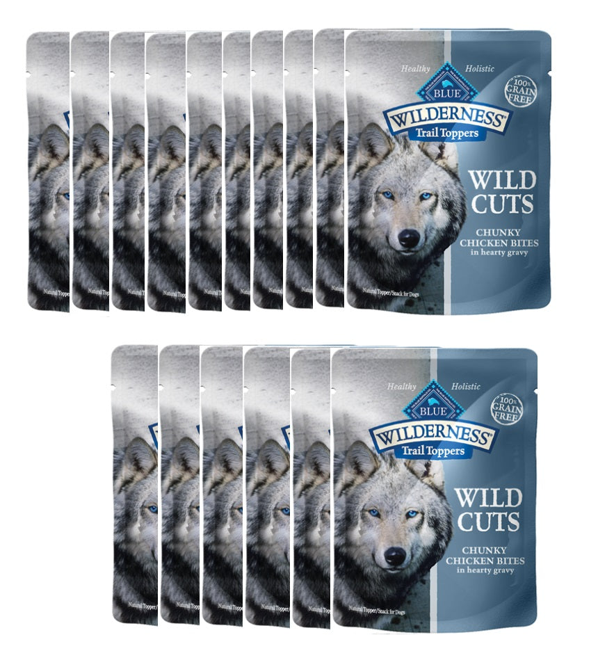 Blue Buffalo Wilderness Dog Wet Food Wild Cuts Trail Toppers 16 Pack