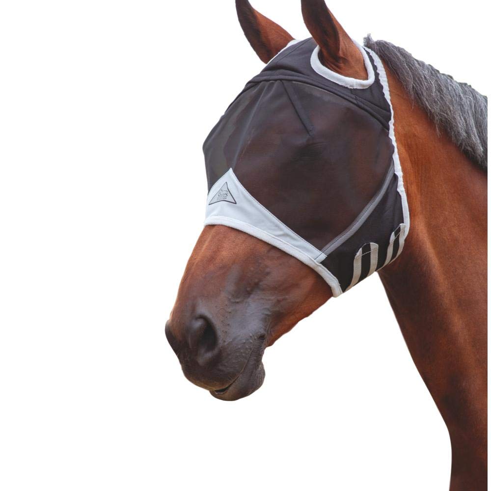 Shires Fine Mesh Horse Equine Fly Mask With Ear Holes 60% UV Protection - Hooves and Paws