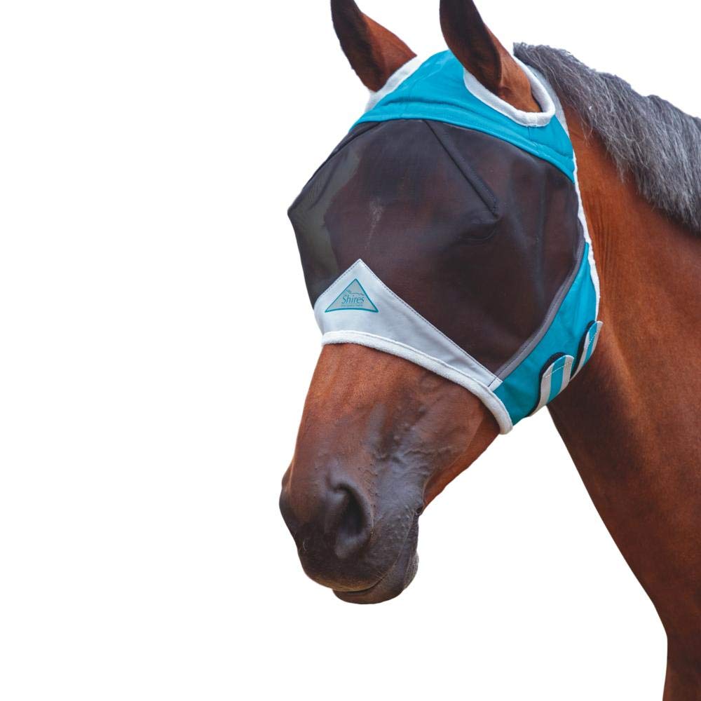 Shires Fine Mesh Horse Equine Fly Mask With Ear Holes 60% UV Protection - Hooves and Paws