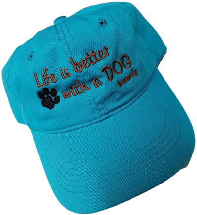 Life is Better With a DOG Embroidered Baseball Hat LoveWally Cap Adjustable - Hooves and Paws
