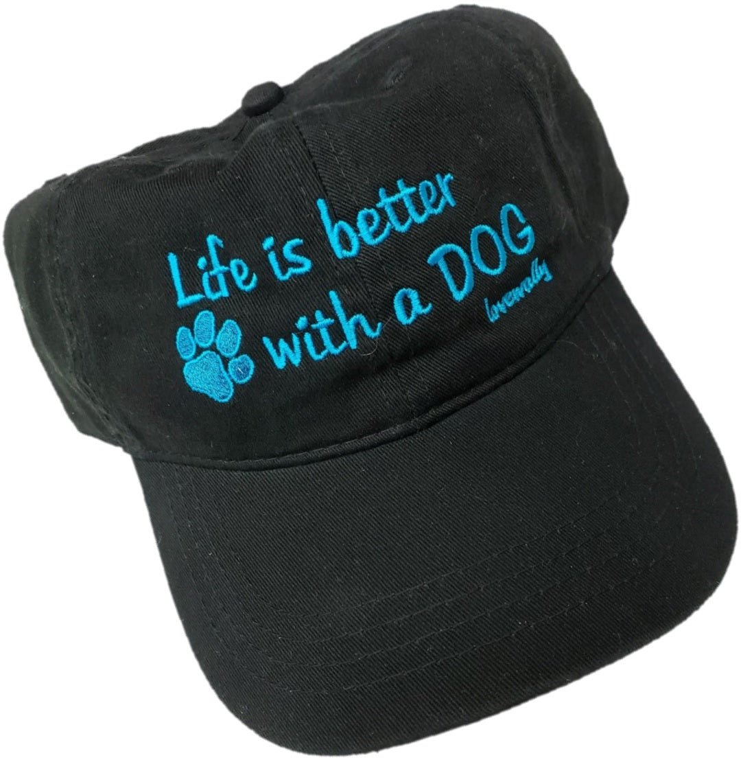 Life is Better With a DOG Embroidered Baseball Hat LoveWally Cap Adjustable - Hooves and Paws