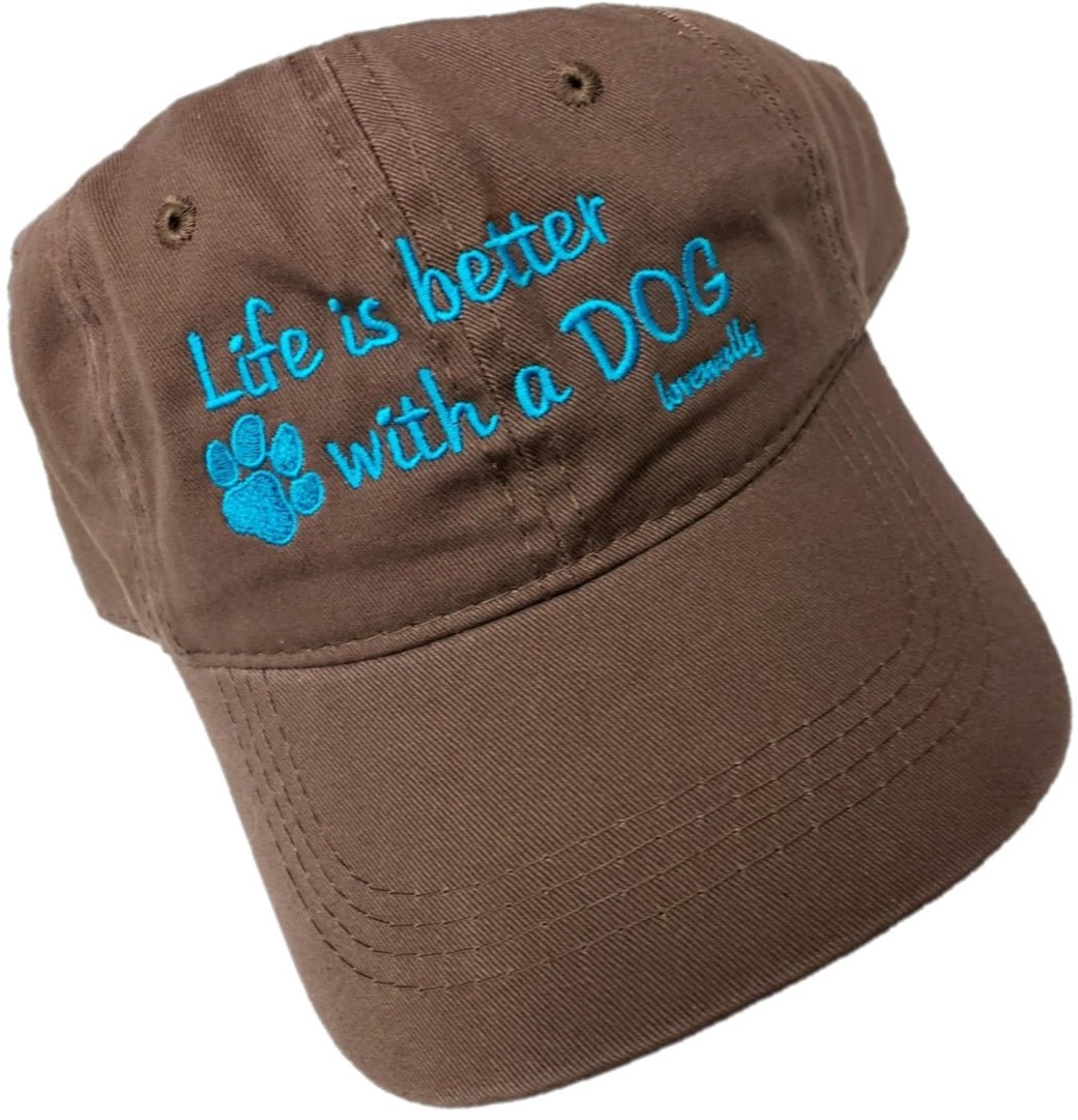 Life is Better With a DOG Embroidered Baseball Hat LoveWally Cap Adjustable - Hooves and Paws