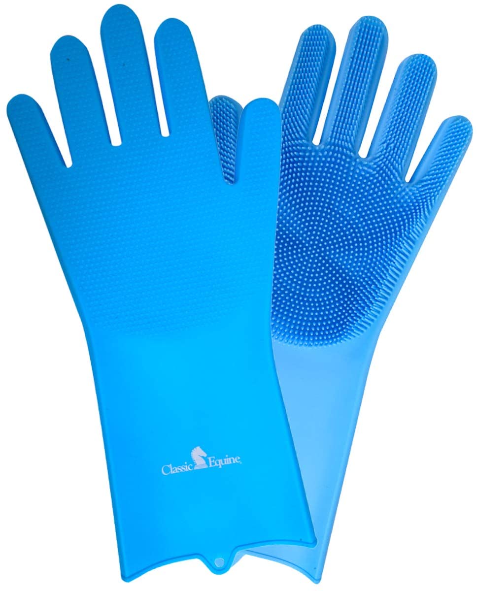 Classic Equine Horse Grooming Equestrian Pet Wash Gloves - Hooves and Paws