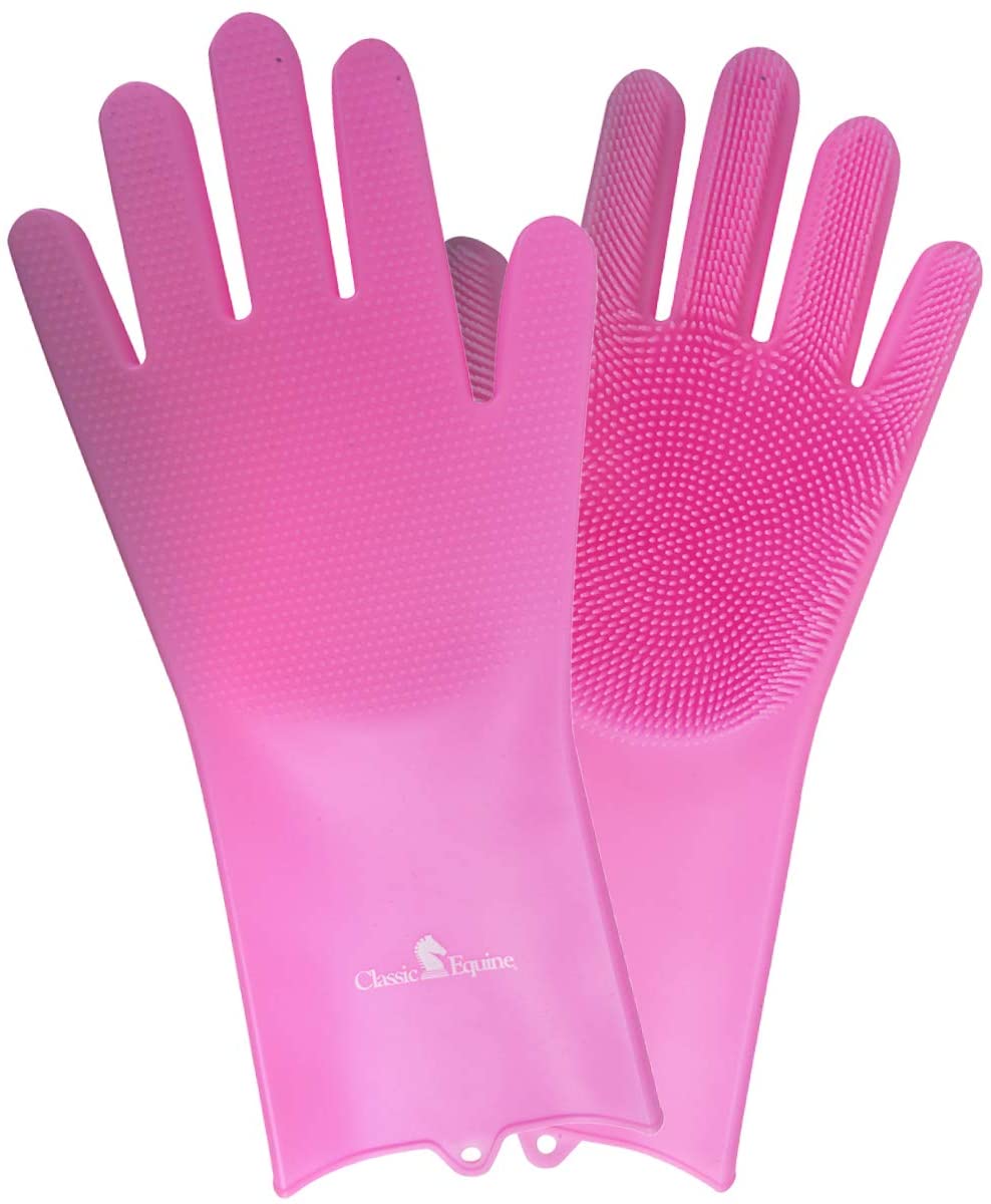 Classic Equine Horse Grooming Equestrian Pet Wash Gloves - Hooves and Paws