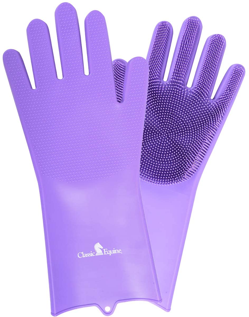Classic Equine Horse Grooming Equestrian Pet Wash Gloves - Hooves and Paws