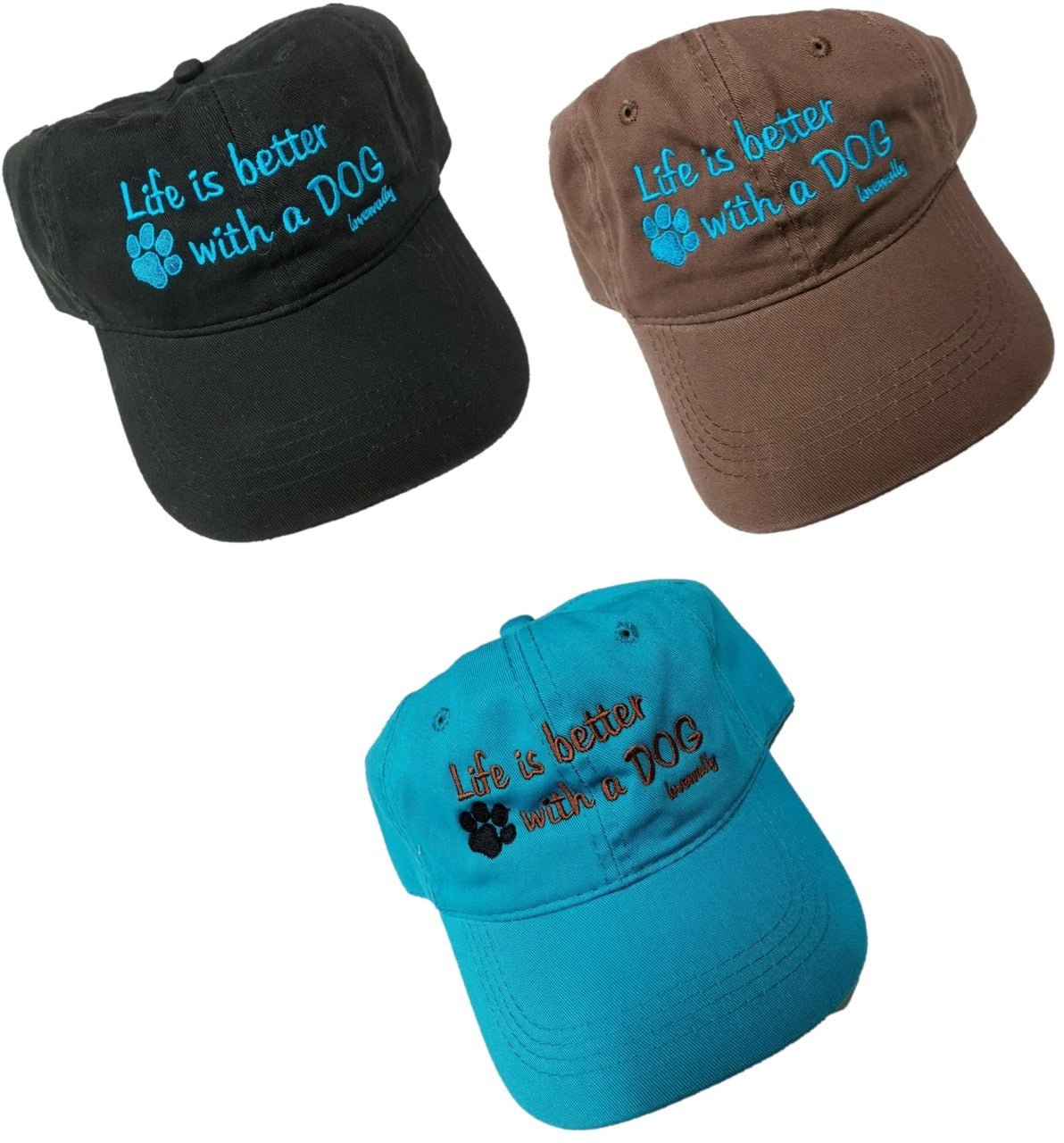 Life is Better With a DOG Embroidered Baseball Hat LoveWally Cap Adjustable - Hooves and Paws