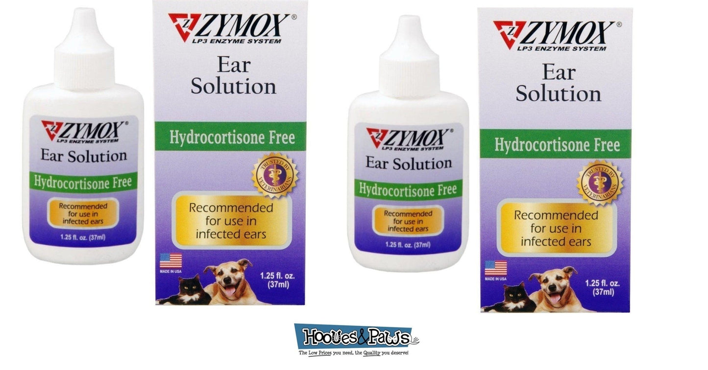 Zymox Otic Dog Pet Ear Treatment Hydrocortisone Free 1.25 oz - Hooves and Paws
