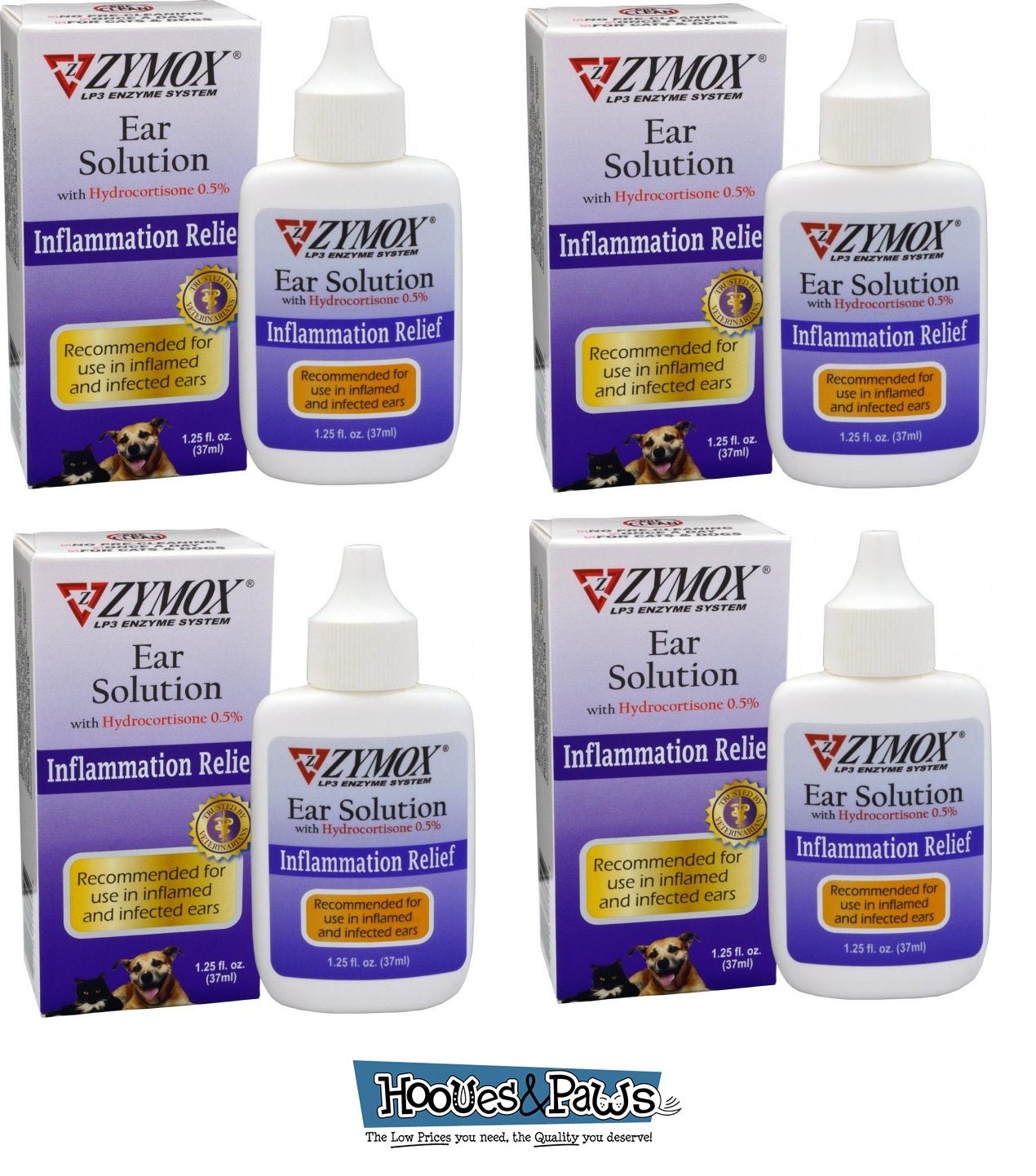 Zymox Otic Dog Pet Ear Treatment with Hydrocortisone 1.25 oz - Hooves and Paws