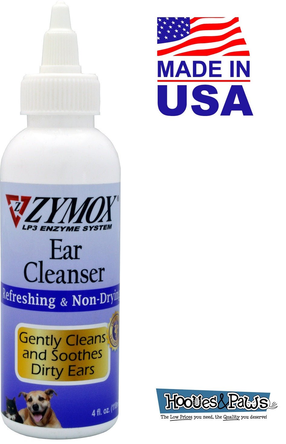 Zymox Ear Cleanser Pet Dog Cleansing Treatment Non Toxic Bio - Active Enzymes 4 oz - Hooves and Paws