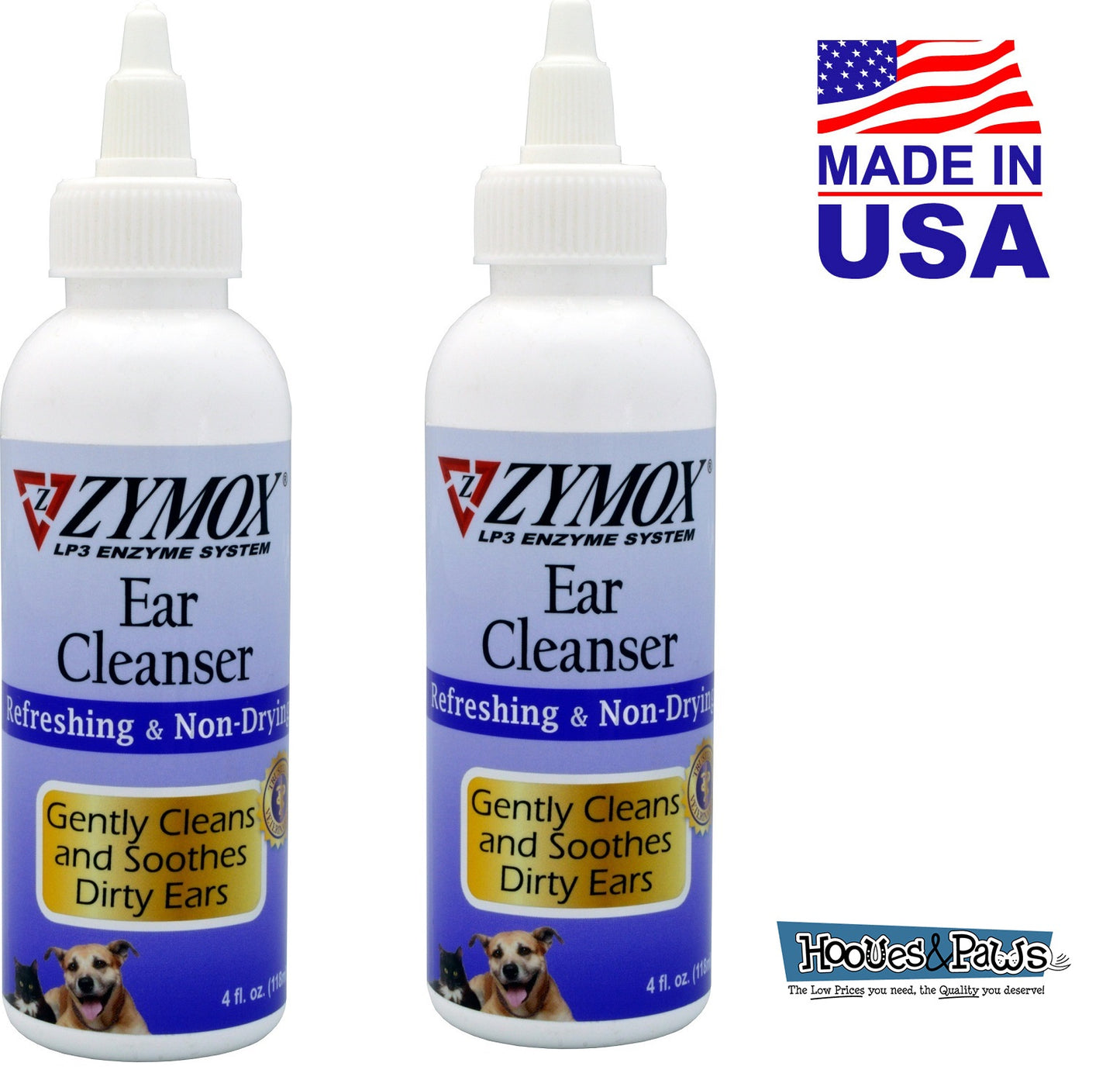 Zymox Ear Cleanser Pet Dog Cleansing Treatment Non Toxic Bio - Active Enzymes 4 oz - Hooves and Paws