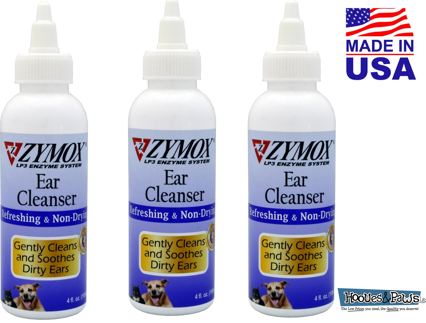Zymox Ear Cleanser Pet Dog Cleansing Treatment Non Toxic Bio - Active Enzymes 4 oz - Hooves and Paws