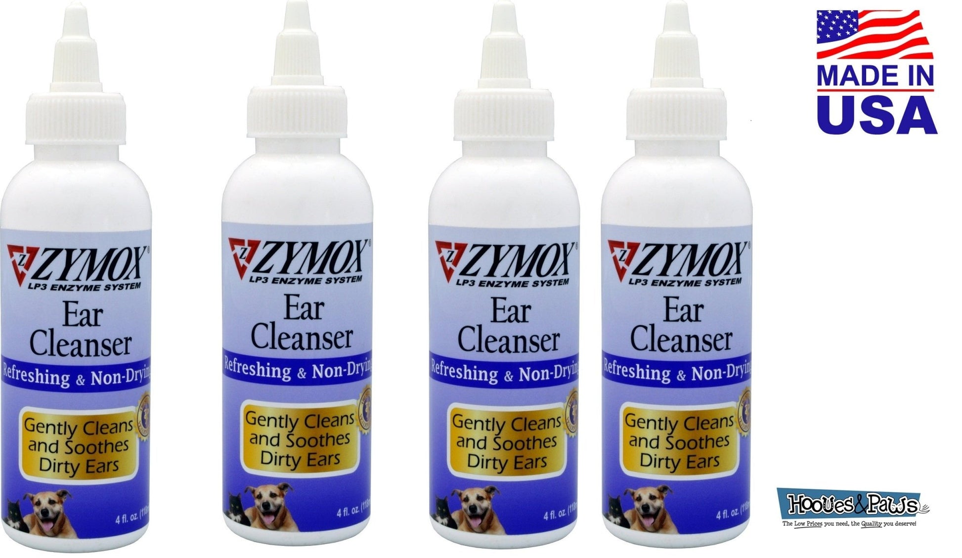 Zymox Ear Cleanser Pet Dog Cleansing Treatment Non Toxic Bio - Active Enzymes 4 oz - Hooves and Paws