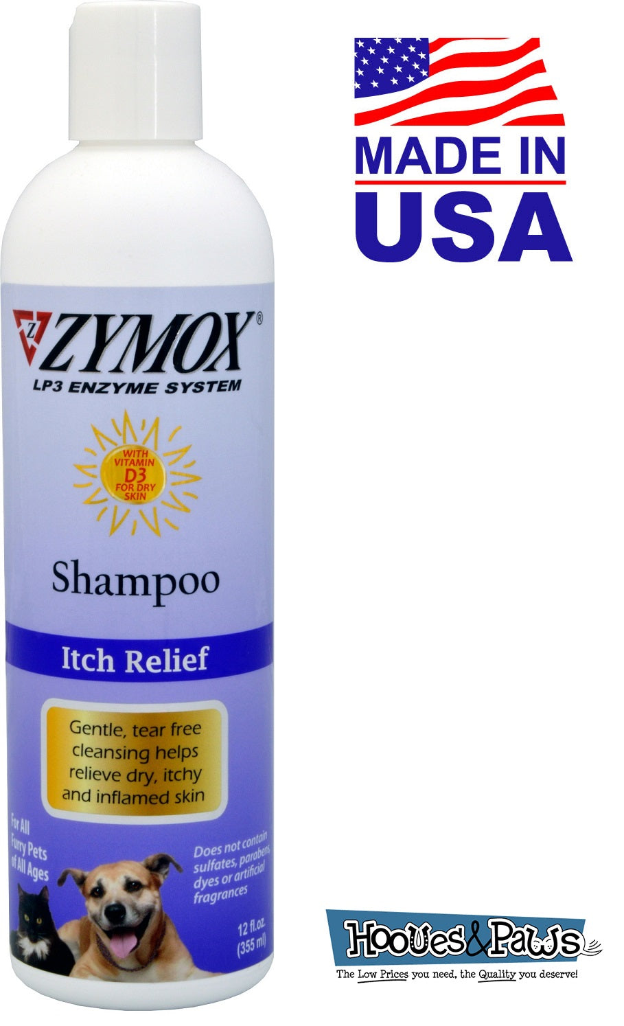Zymox Shampoo With Vitamin D3 Pet Dog Itch Relief 12 oz Bottle