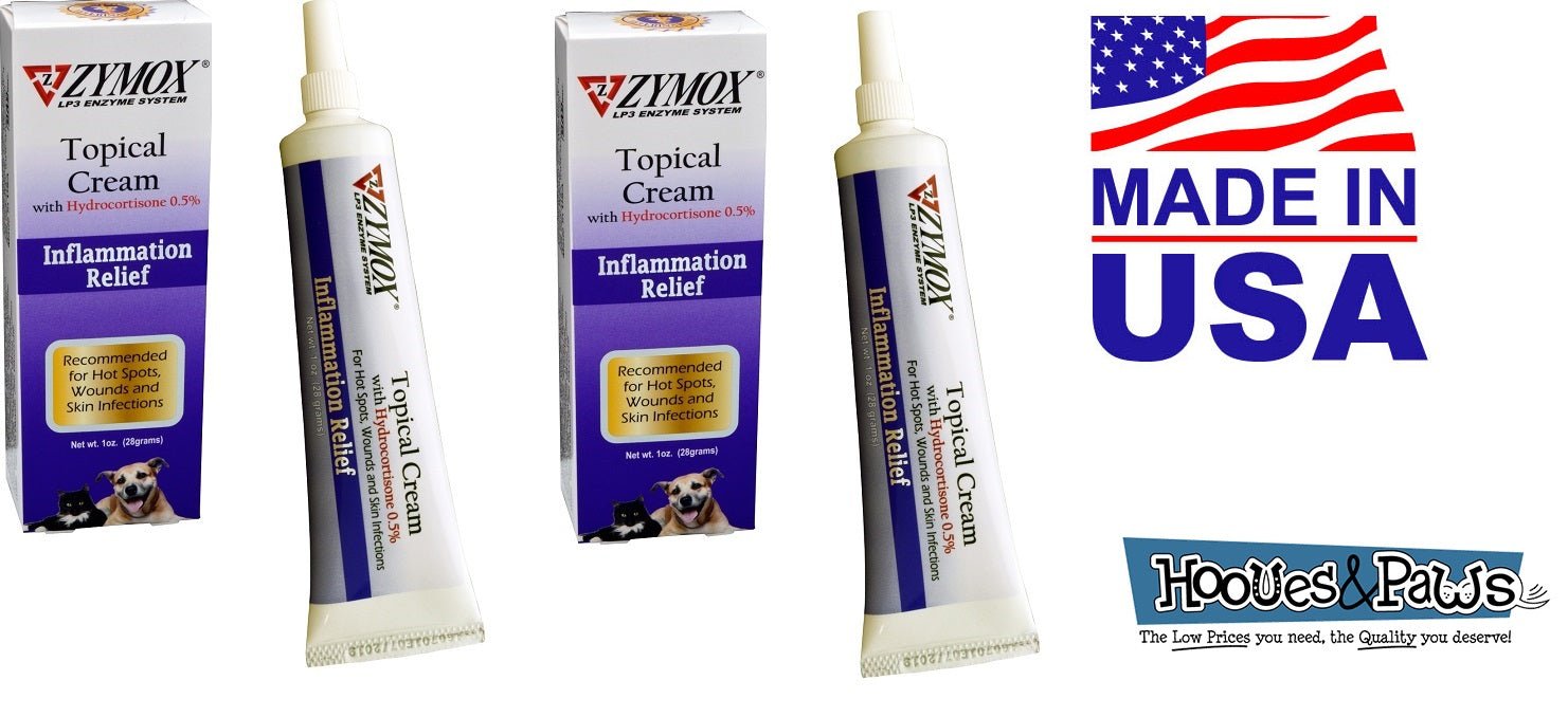 Zymox Topical Cream Pet Dog For Hot Spots and Skin Infections Relief 1 oz Tube - Hooves and Paws