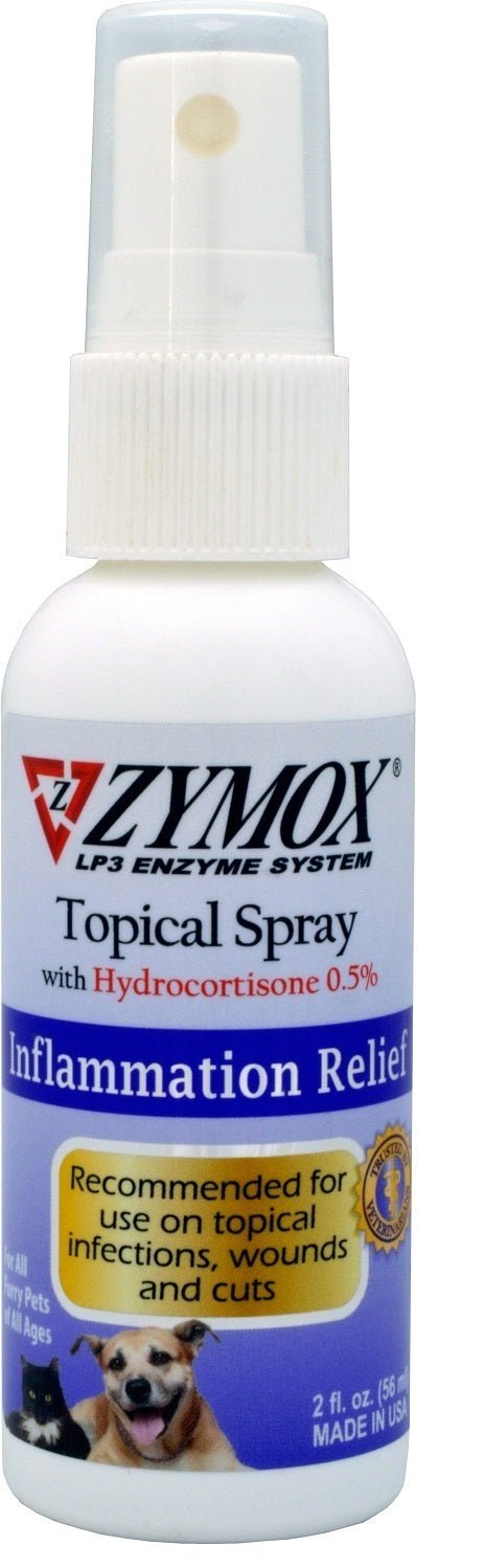 Zymox Topical Spray Pet Dog For Hot Spots and Skin Infections Relief 2 oz - Hooves and Paws