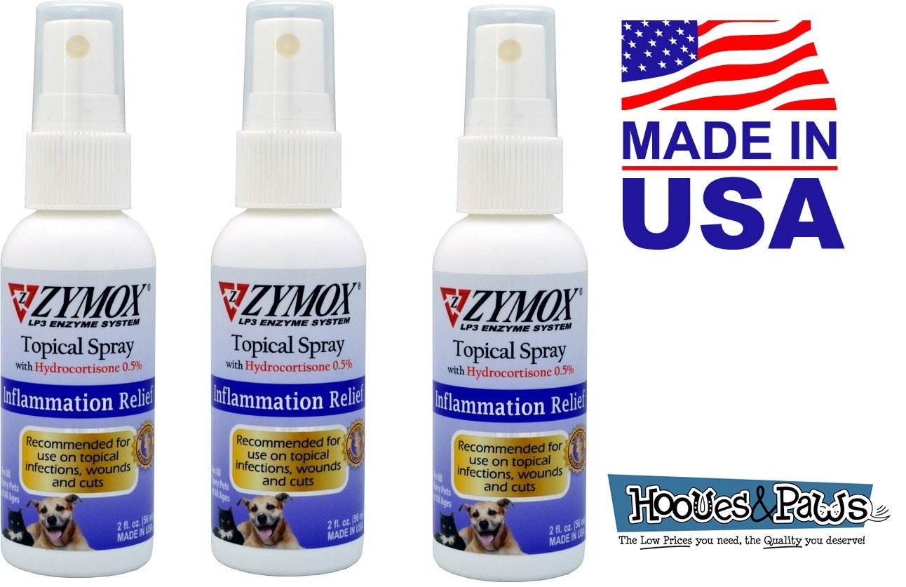 Zymox Topical Spray Pet Dog For Hot Spots and Skin Infections Relief 2 oz - Hooves and Paws