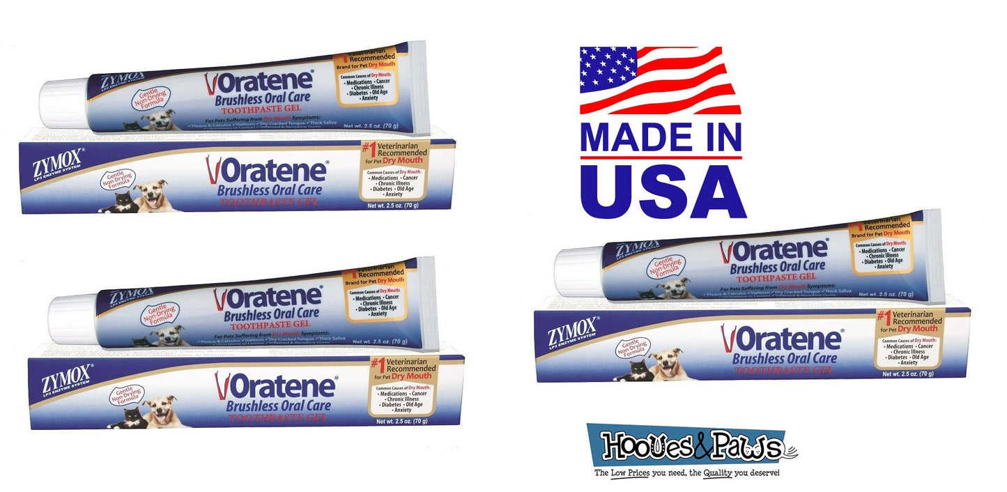 Zymox Oratene Brushless Oral Gel Toothpaste Formula Pet Dog 2.5 oz Tube - Hooves and Paws