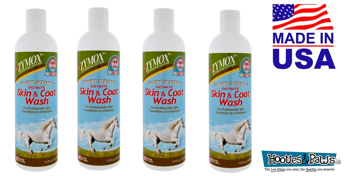 Zymox Equine Horse Defense Enzymatic Skin and Coat Wash 12 oz Bottle - Hooves and Paws