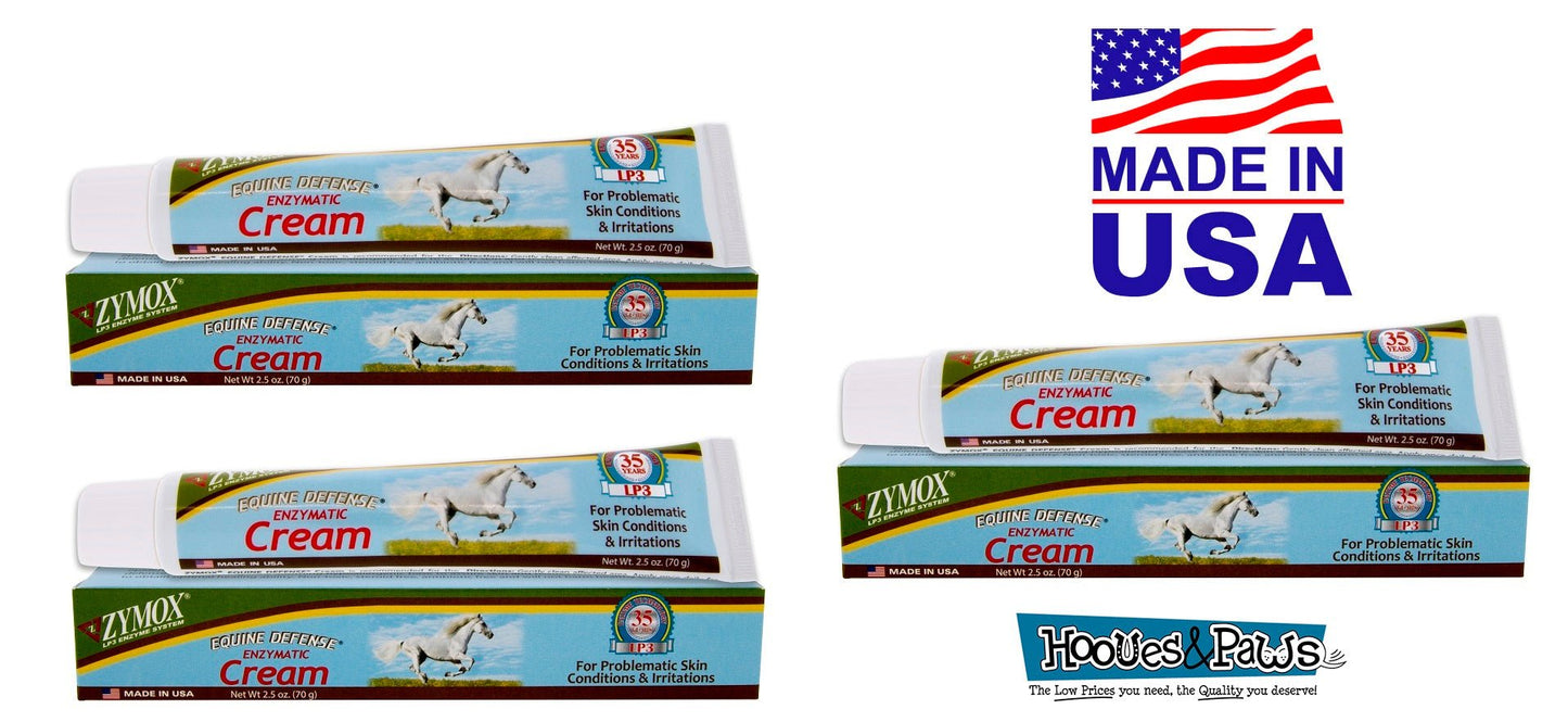 Zymox Equine Horse Defense Skin Cream Infection Wound Treatment 2.5 oz Tube - Hooves and Paws