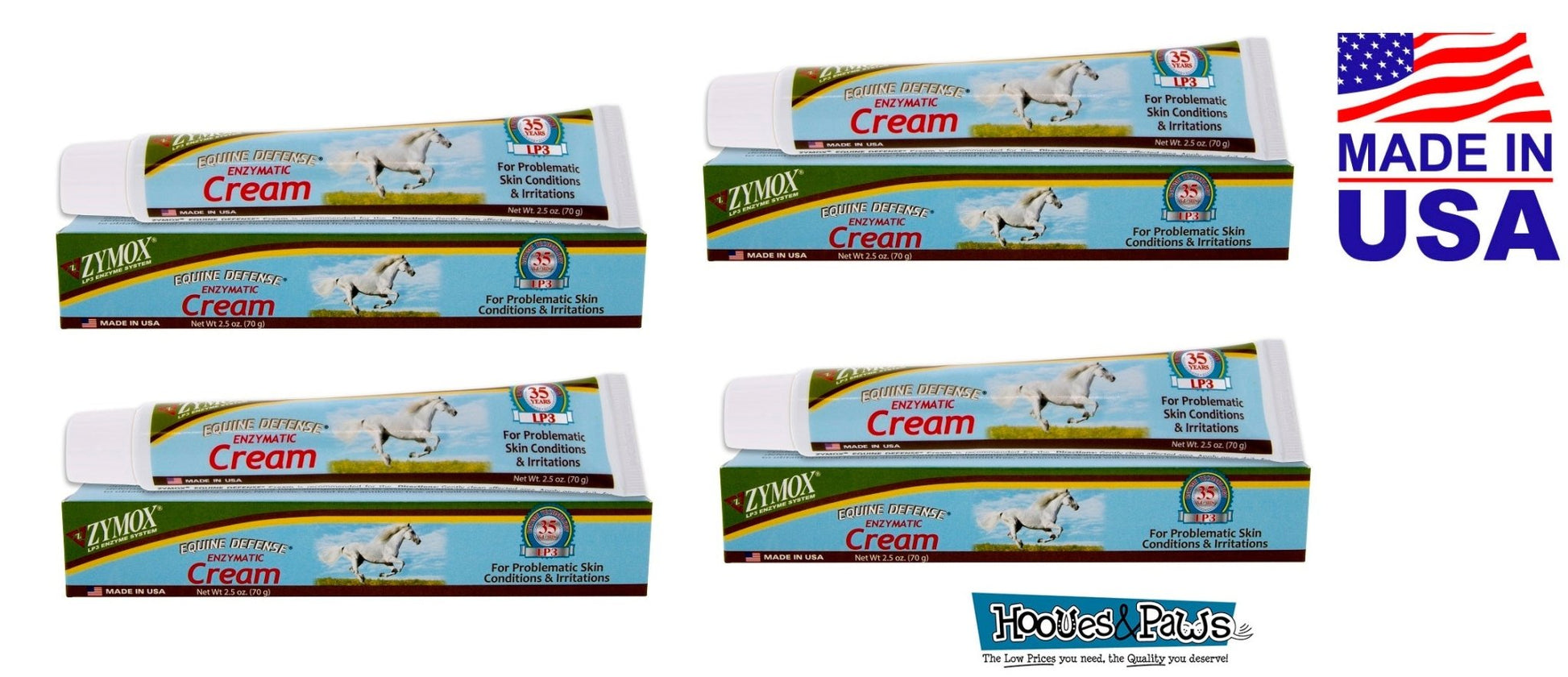 Zymox Equine Horse Defense Skin Cream Infection Wound Treatment 2.5 oz Tube - Hooves and Paws